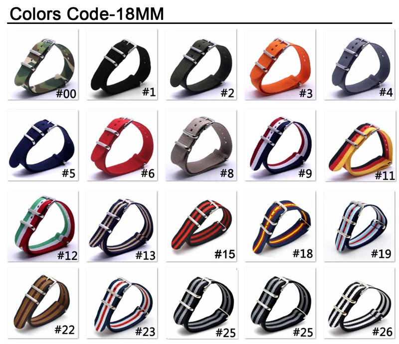 Новый с камуфляжным принтом 18 мм НАТО нейлон военный тканый Тканые часы ремешок