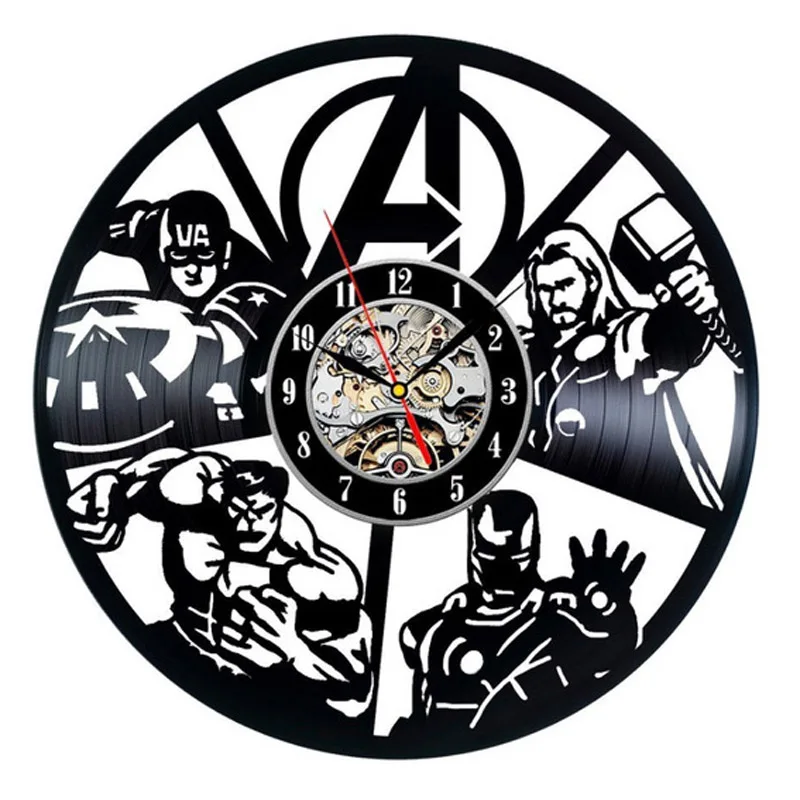 Type 5 Мстители Виниловая пластинка настенные часы современный дизайн Marvel Comics 3D настенные часы Железный человек и Капитан Америка и Тор настенные часы домашний декор - Цвет: Type 5