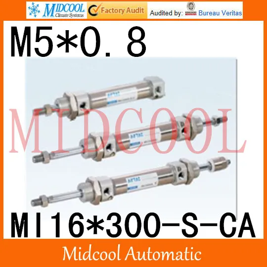 

MI Series ISO6432 Stainless Steel Mini Cylinder MI16*300-S-CA bore 16mm port M5*0.8