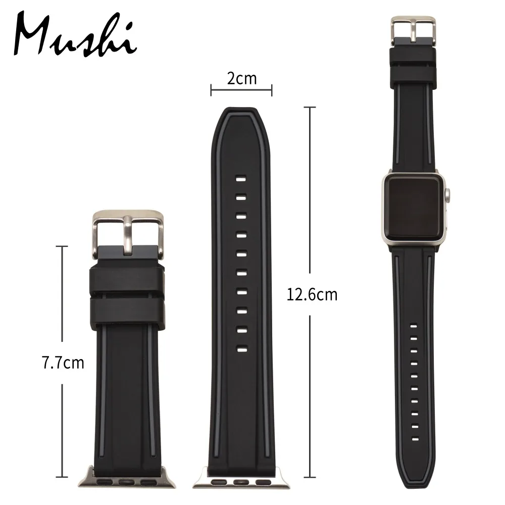 Ремешок силиконовый для iWatch Apple Watch 38 мм 42 Series 1 2 3|Ремешки часов| |