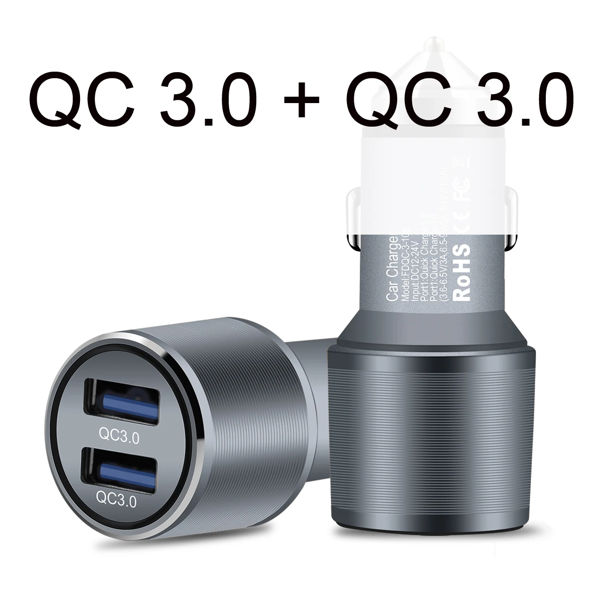 Зарядное устройство QC Quick Charge 3,0, двойной автомобильный адаптер, прикуриватель, автомобильное зарядное устройство для мобильного телефона Xiaomi iPhone X 8 7 4 5 6 samsung - Тип штекера: Gray