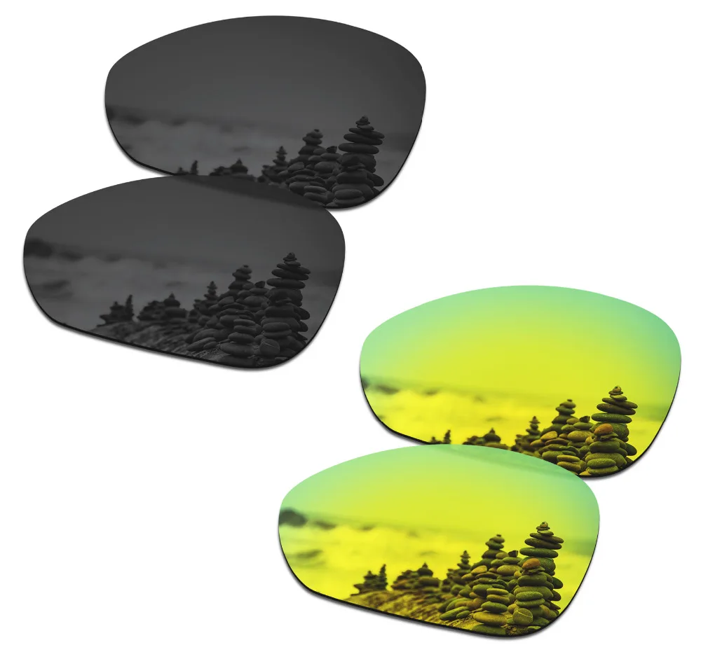

SmartVLT 2 Pairs Polarized Sunglasses Replacement Lenses for Oakley Crosshair 1.0 (2005) Stealth Black and 24K Gold