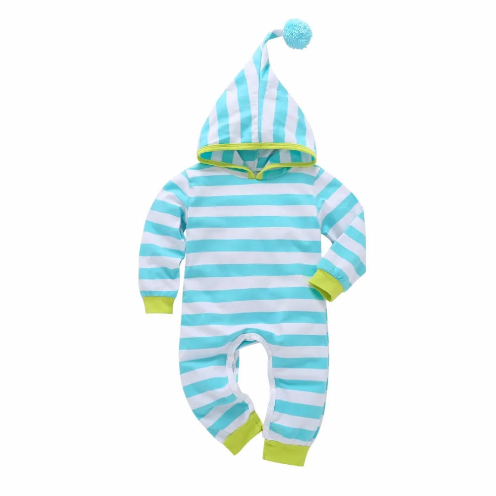 Детский комбинезон с длинным рукавом капюшоном в полоску на осень 2020|baby romper long|baby