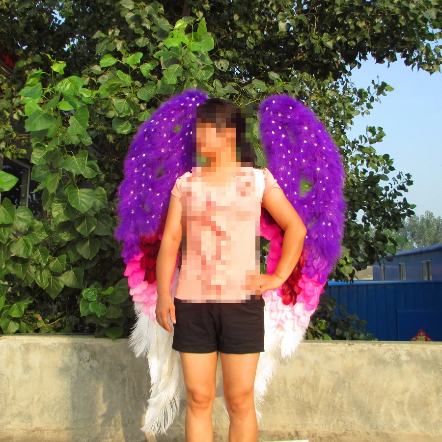 

Angel Feathered wings halloween costume Goose feather+Ostrich hair wing t-stage show, wedding prop party costplay decoration