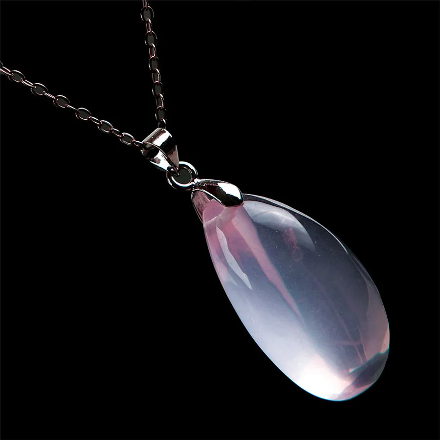 

Natural Pink Natural Quartz Star Light Necklaces Pendants Fashion Women Femme Love Susupension Water Drop Pendant 30x16x10mm