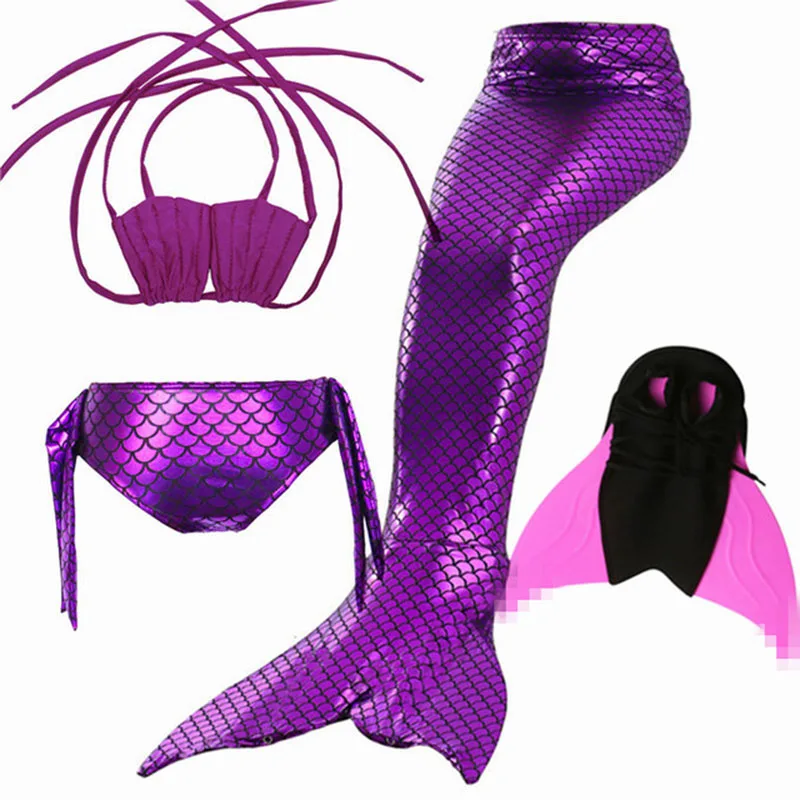 2020 4PCS/Set HOT Kids Girls Mermaid Tails with Fin Swimsuit Bikini Bathing Suit Dress for With Flipper Monofin For Swim |
