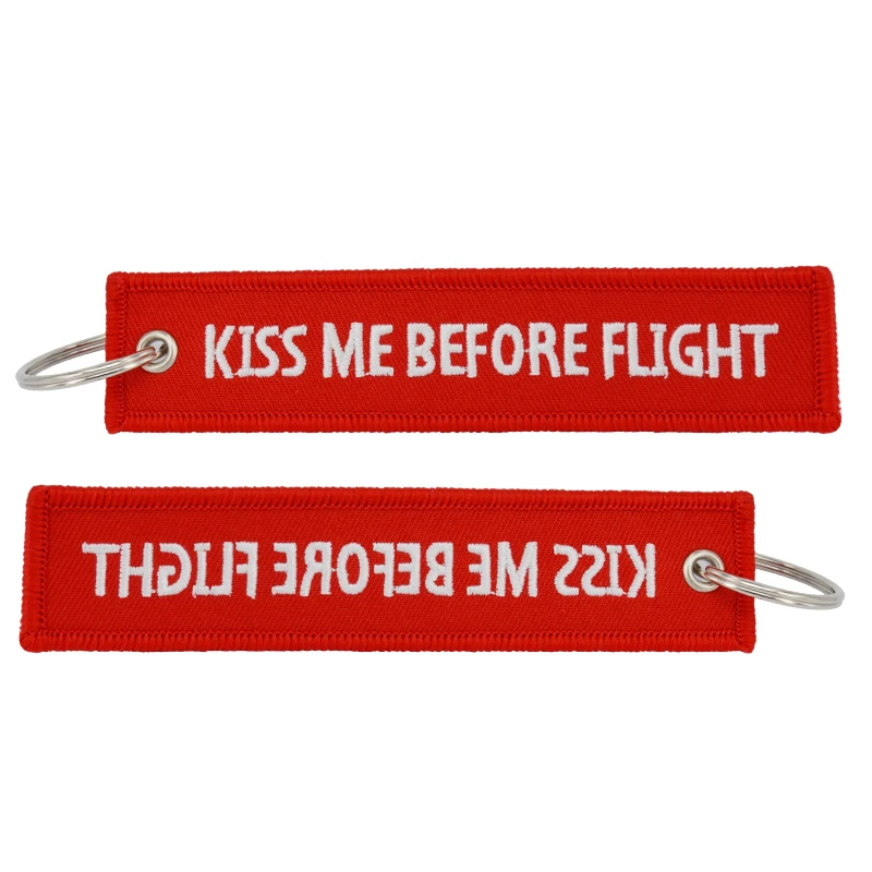 Брелок Kiss Me перед полетом Красный брелок для ключей авиационные подарки вышивка