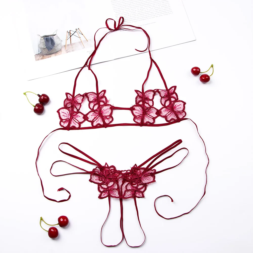 Сексуальное женское нижнее белье комплект с бюстгальтером кружевной Вышитый