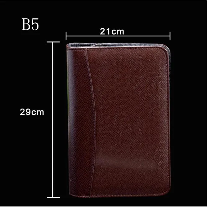 Brown B5 1 шт., блокнот из искусственной кожи A5, A6, B5, бизнес-блокнот с отрывными листами и журналами, Padfolio с калькулятором, дневник, планировщик, заметки, канцелярские принадлежности - Цвет: Brown B5