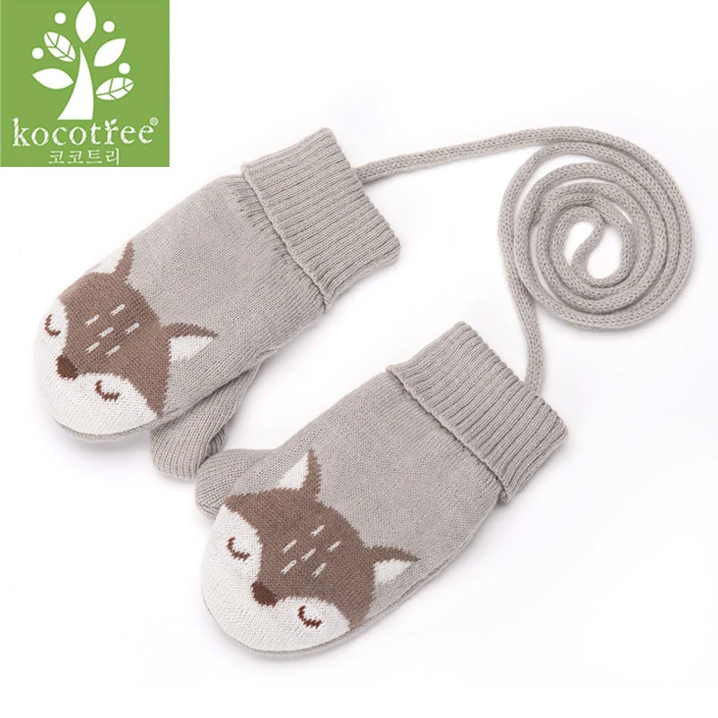 Gloves Kocotree/2 шт./лот; детская зимняя шапка и шарф; Осенняя детская вязаная шапка с изображением лисы для мальчиков и девочек; Skullies Beanies; Круглый шарф - Цвет: Gloves