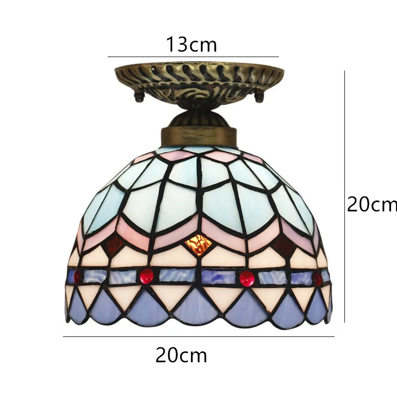 

8 Inch Mediterranean Blue Ceiling Lamp Fashion Creative Balcony Corridor LED Plafondlamp Home Lighting Bedroom Ceiling Lights