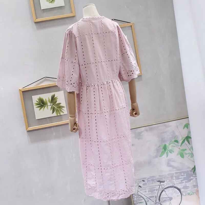 Женское платье с коротким рукавом HG однотонное до середины икры треугольным