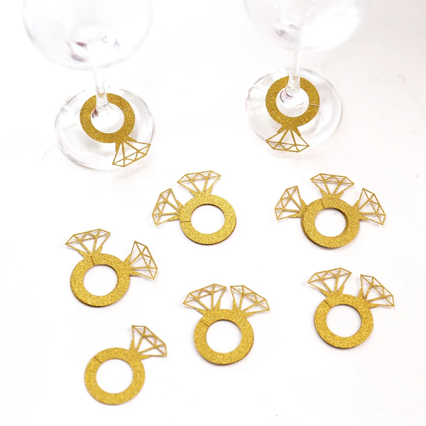 Набор из 50 алмазных колец винных стеклянных тегов украшение для помолвки