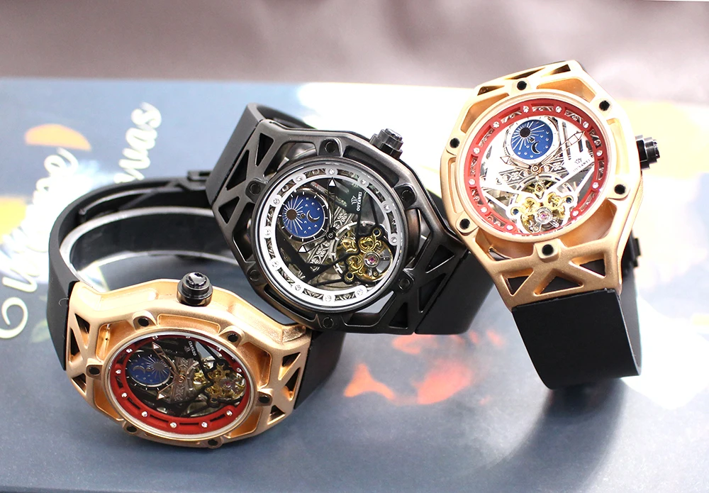 

OUYAWEI Men's Wrist Watch Luxury Tourbillon Moon Phase Automatic Mechanical watches Fashion watch Reloj Hombre Automatico