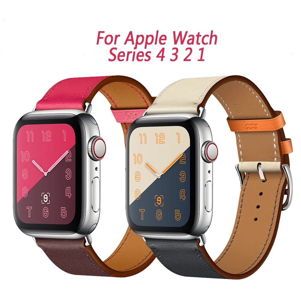 Ремешок для Apple watch band 44 мм 40 мм iwatch series 4 3 2 band 42 мм 38 мм Натуральная кожа один тур наручные браслеты аксессуары