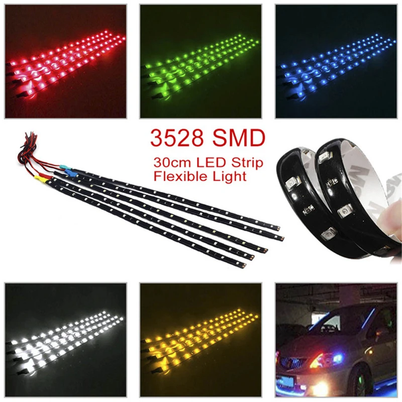 Светодиодная лента SMD3528 водонепроницаемая гибкая 2 шт. 30 см красный зеленый синий