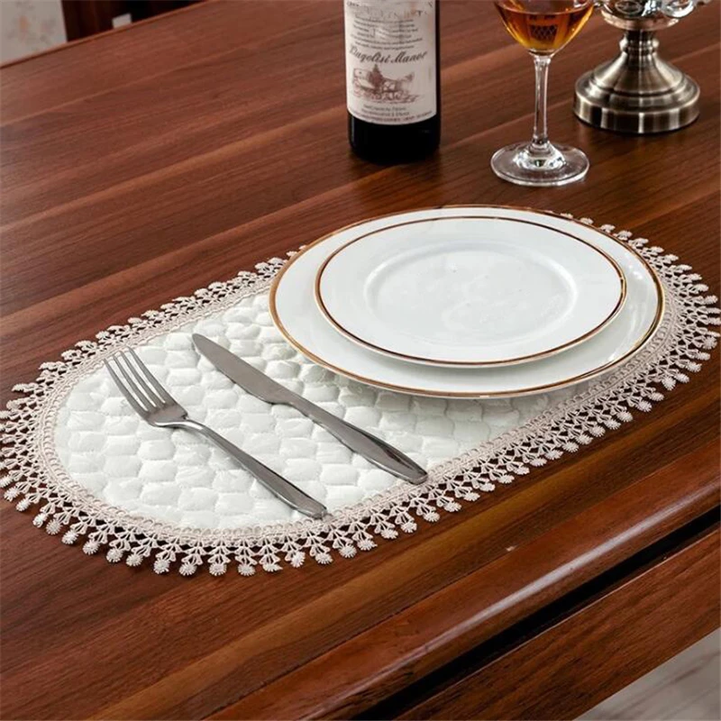 New Lace Embroidery Mat Kitchen Christmas Placemat Tea Coffee Table Place Cloth Dining Doily Mug Cup Glass Drink Coaster Pad | Дом и сад
