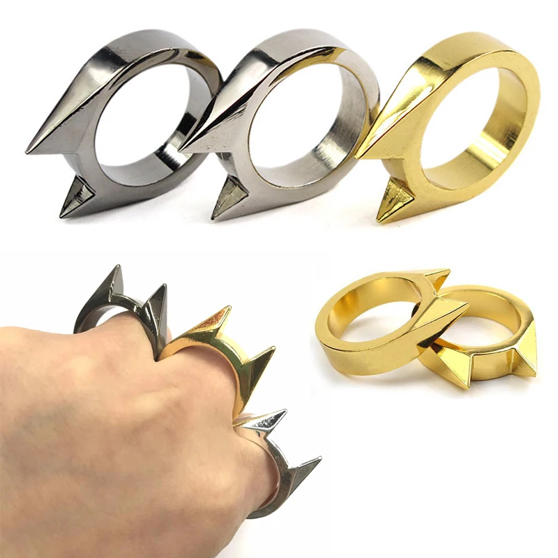 1Pcs Self-Defense Ring Women Portable Finger Weapons Safety Survival Anti-wolf Ring Finger Defense Tool Unisex Protect Outdoor