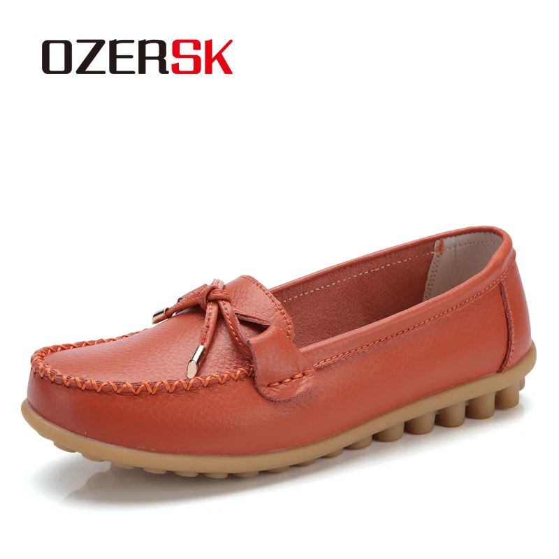 

OZERSK Woman Flats Shoes Ballet Flat Sneakers Genuine Leather Summer Soft Moccasins Ladies Boat Ballerina Espadrilles Creepers