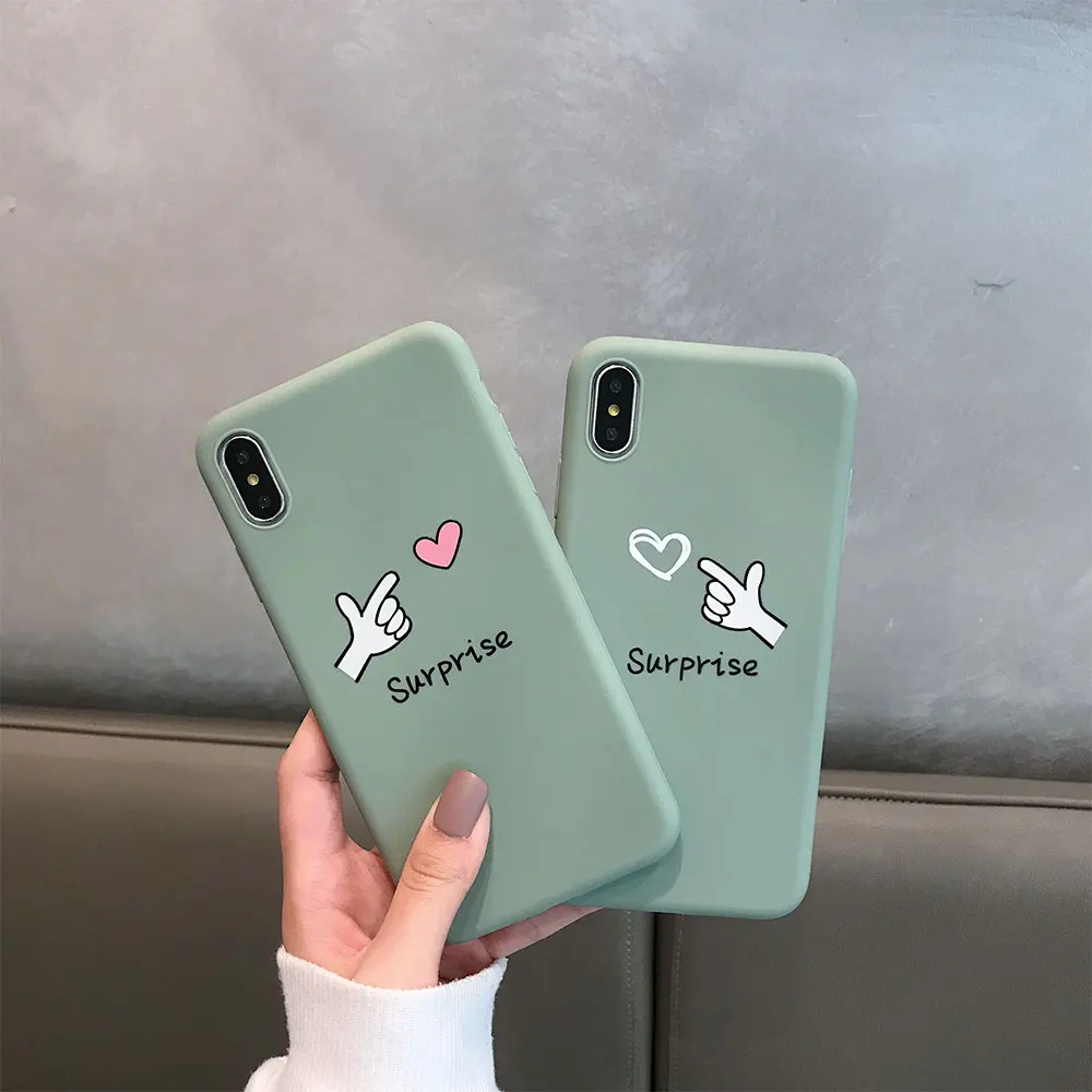 Простой мягкий ТПУ чехол для телефона iPhone 8 Plus 7 X XR XS Xs Max Чехлы влюбленных пар 6S 6