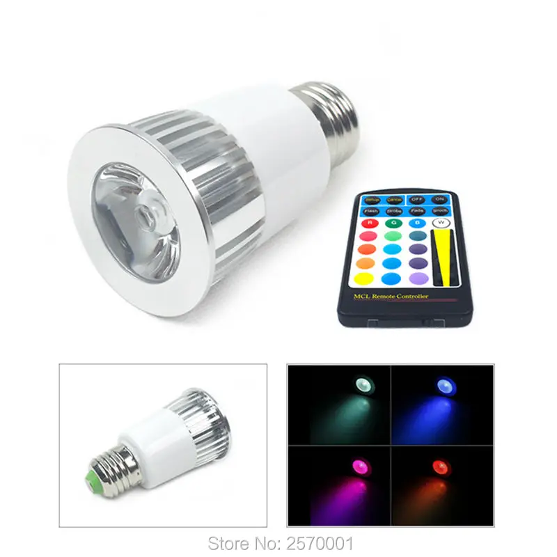 Чип Epistar (50 шт./лот) 3 года гарантии RGB Светодиодная лампа Вт 5 с дистанционным