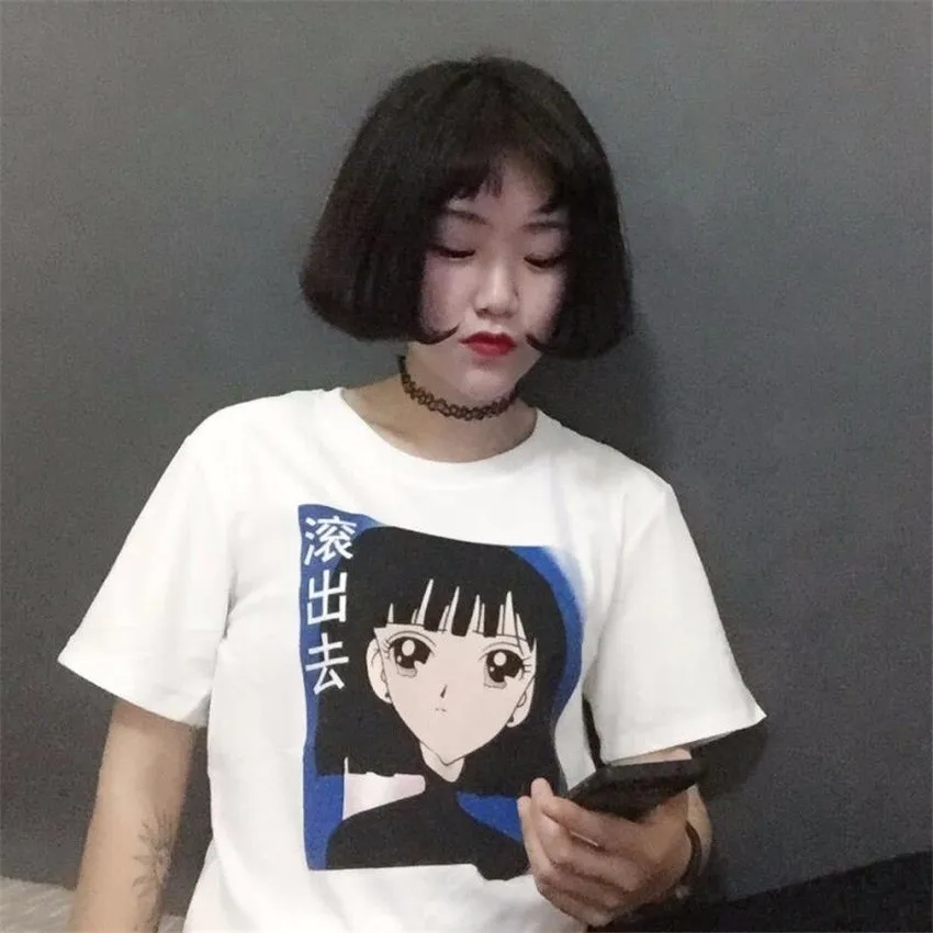 YEMUSEED 2016 футболка в японском стиле с мультяшным принтом для девочек Kwaii