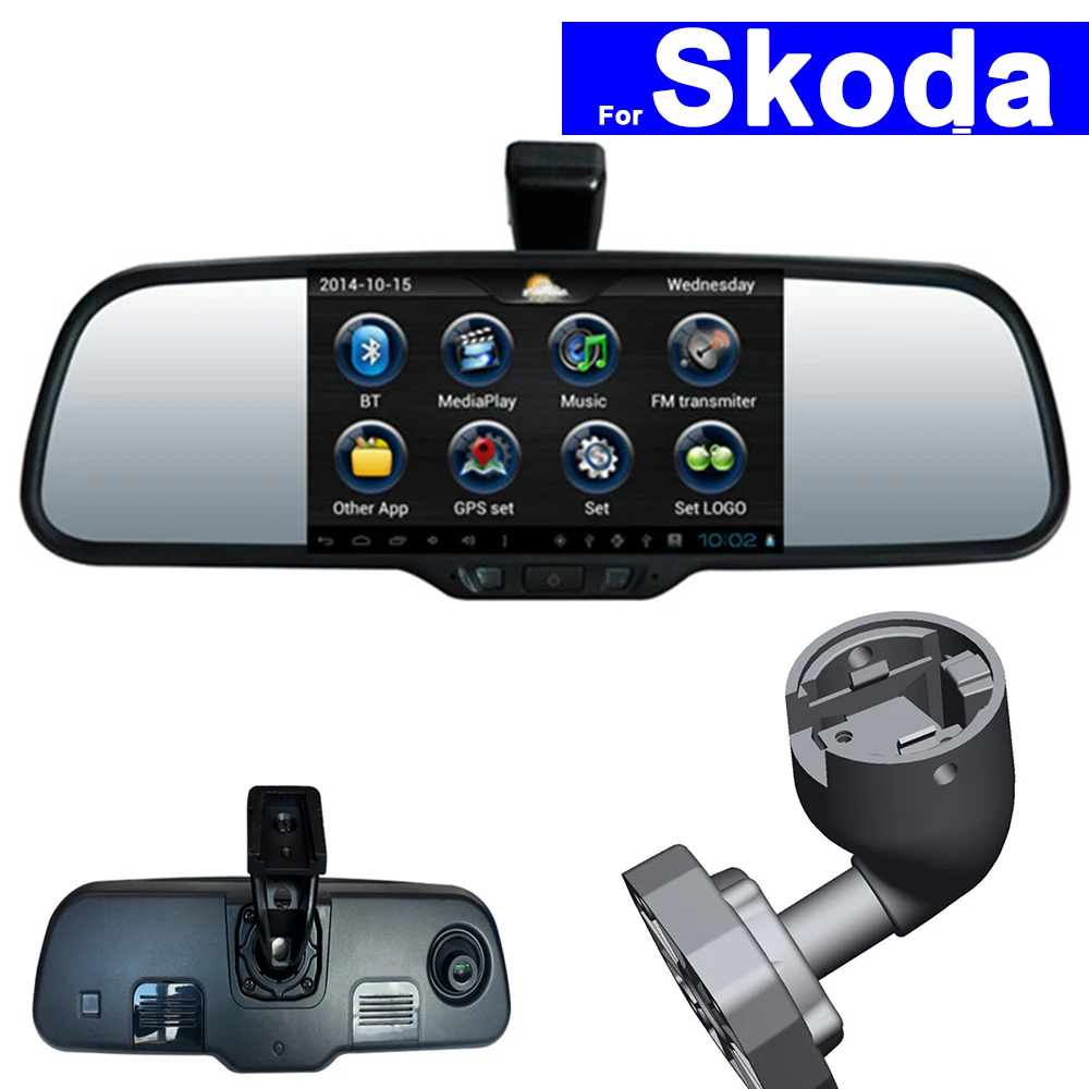 Зеркало заднего вида с сенсорным экраном DVR GPS Bluetooth навигация Wi Fi для Skoda Fabia Octavia