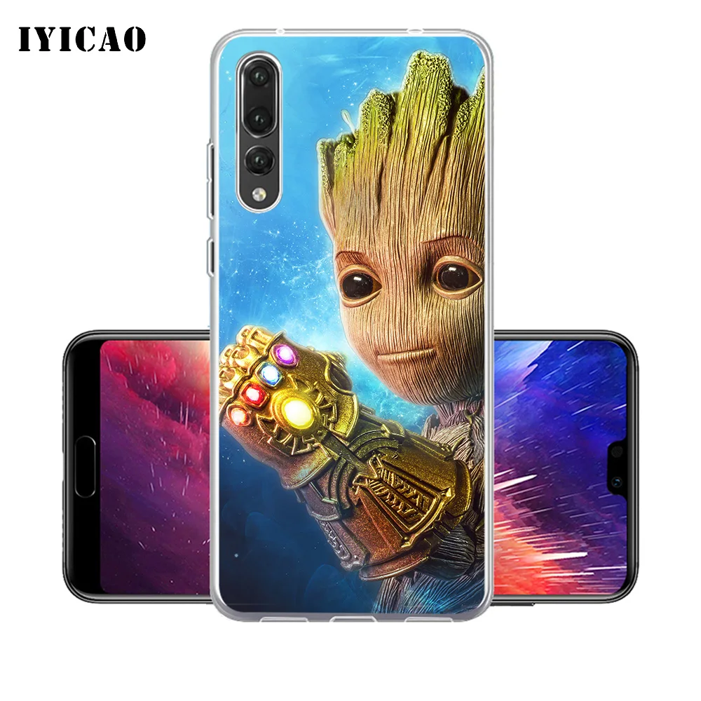 IYICAO Cartoon Baby Groot Marvel Soft Silicone Phone Case for Huawei P30 P20 Pro P10 P9 P8 Lite P Smart TPU Cover | Мобильные