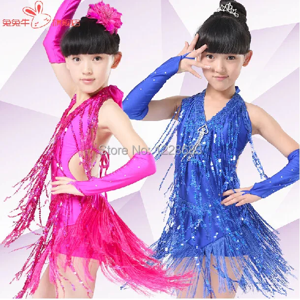 Новинка детская одежда с бахромой для девочек костюмы латиноамериканских танцев