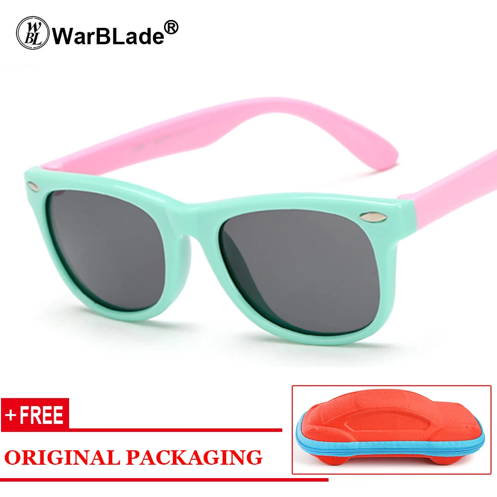 green pink WarBLade Дети Мальчики TR90 Небьющийся поляризованных солнцезащитных очков детей штанишки для девочек с покрытием Polaroid Солнцезащитные очки Спортивные UV400 зеркало - Цвет линз: green pink