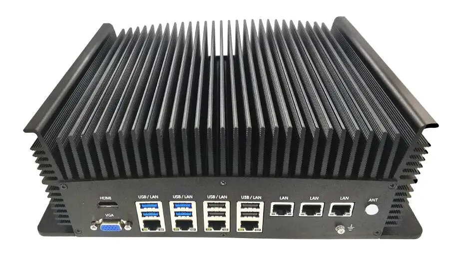 Безвентиляторный промышленный компьютер Core i7 6700 7 * RJ45 GLAN 4 USB3.0 USB2.0 3 COM 1 8bit GPIO