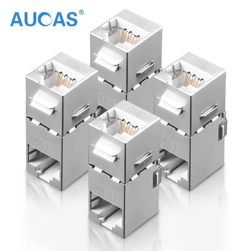 Aucas 2 шт Cat7 RJ45 FTP 90 градусов Женский Соединительный кабель Столярный настенный