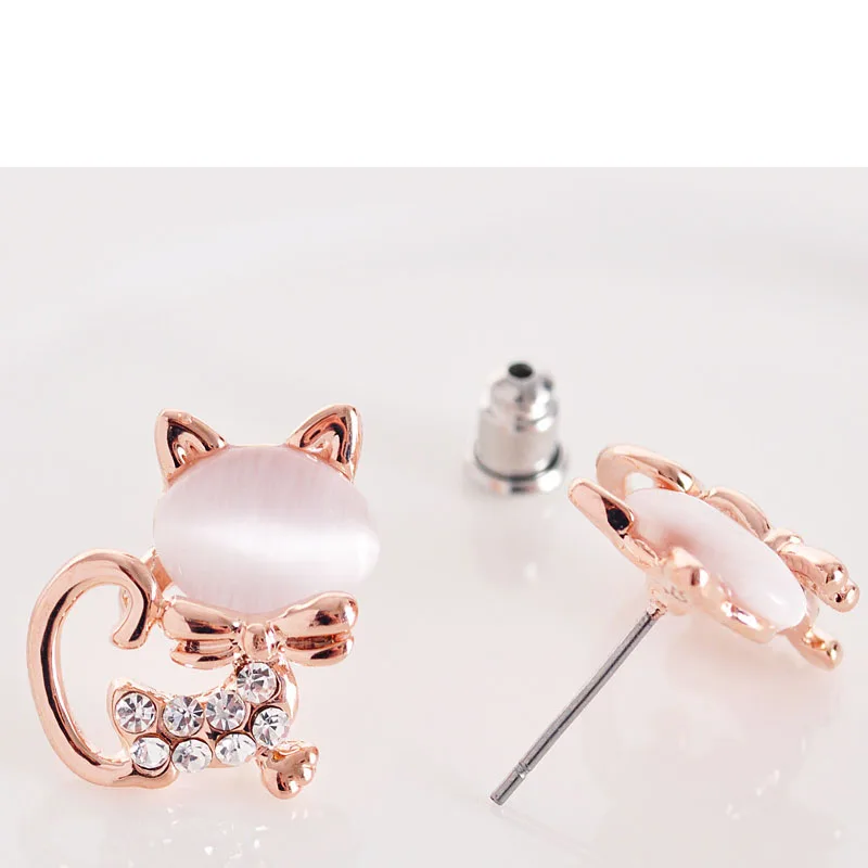 Stud Earrings Корейский стиль, опал, лиса, горный хрусталь, кристалл, клипсы, серьги, Wihtout, пирсинг для женщин, для путешествий, без отверстий, ушные клипсы, 3 цвета, ювелирное изделие, подарок - Окраска металла: Stud Earrings