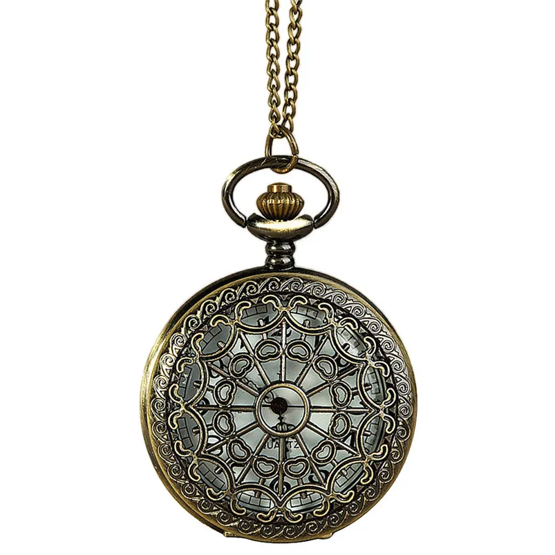 

2019 New Vintage Bronze Tone Spider Web Design Pocket Watch Chain Quartz Pendant Men's Pocket Watch erkek kol saati 3M29
