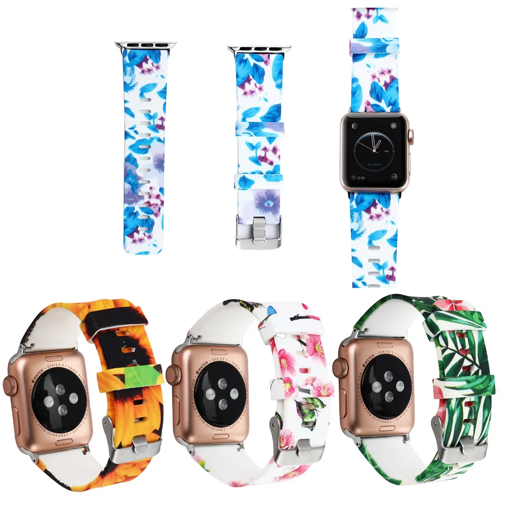 Мягкий силиконовый ремешок для наручных часов Apple Watch серии 1/2/3/4 iWatch 38 мм 42 40 44
