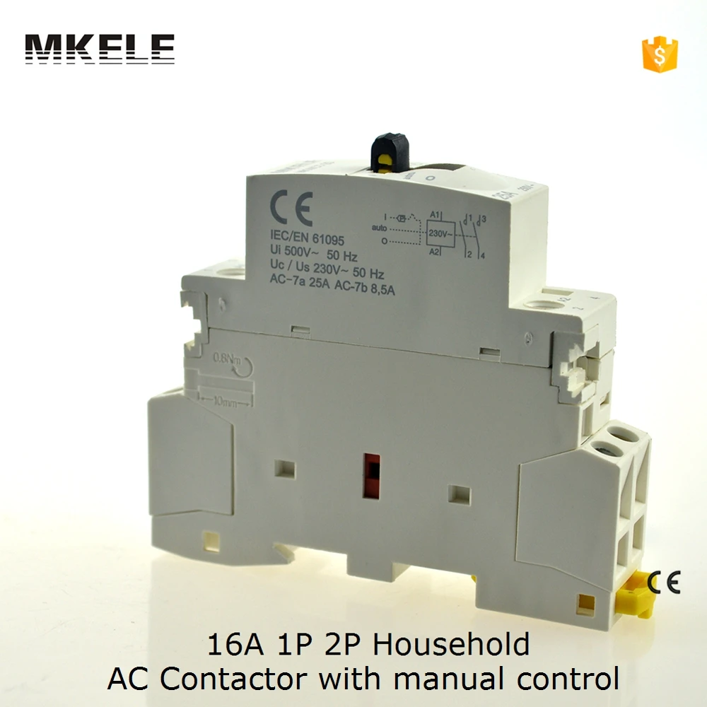 MKWCT-16M 1no+1nc 220/240V Coil 16A 2 Poles 2P Household Module AC Contactor AC250V with manual control | Обустройство дома