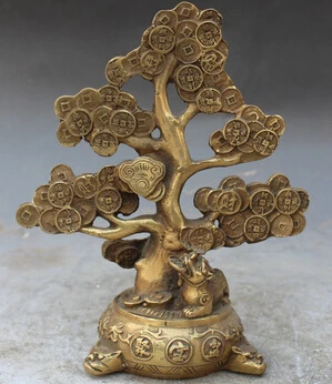 Бесплатный Китайский Бронзовый феншуй Бикси зверей pipiu Lucky Tree деньги статуя | Дом