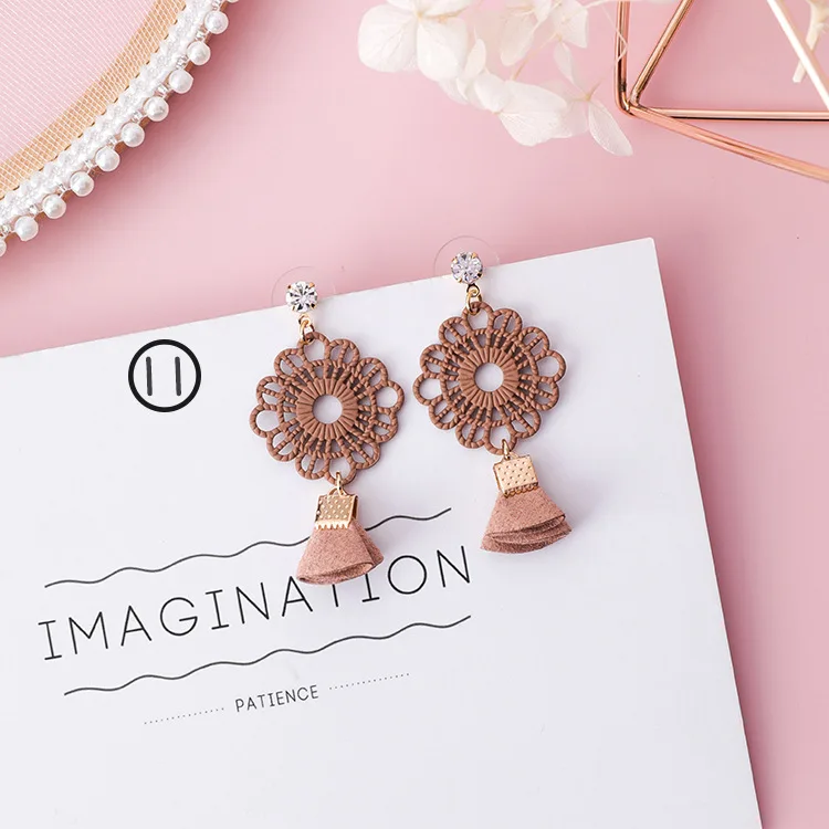 IMucci милые розовые девушки сердце народные индивидуальные серьги бахромой жемчуг