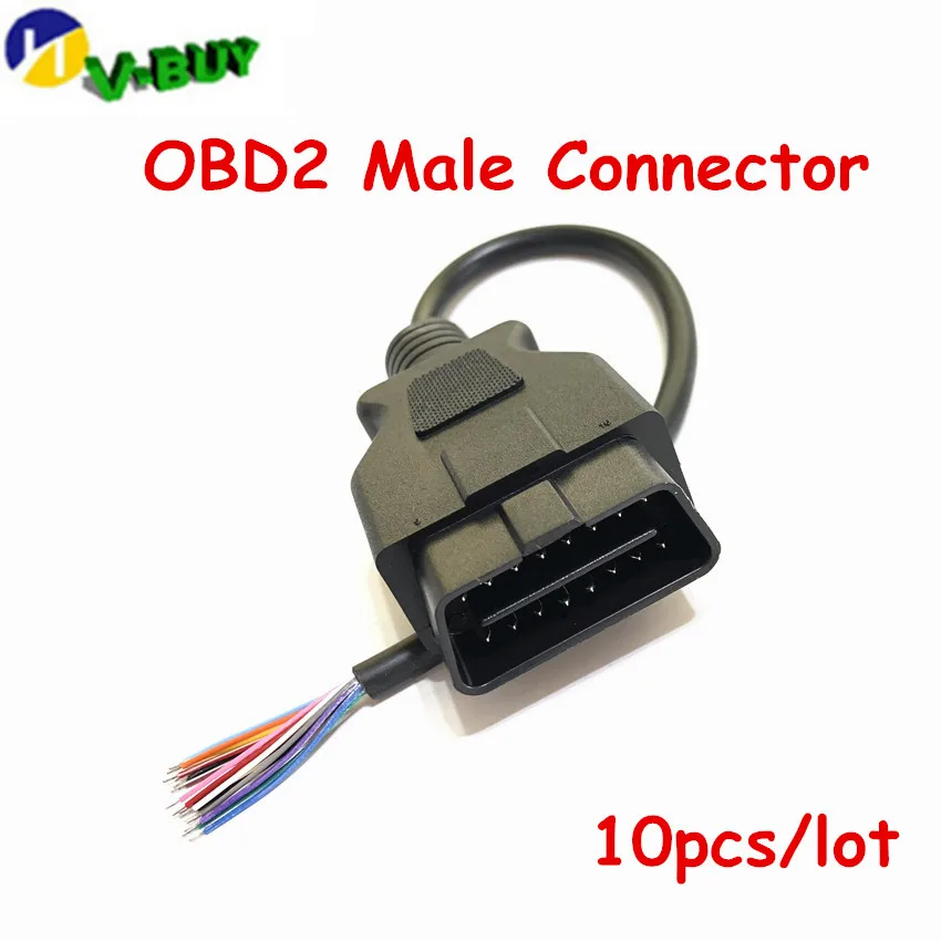 10 шт. OBD OBD2 16Pin штекер разъема для открытия удлинительного кабеля OBDII 16 Pin Лучший