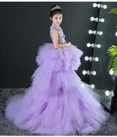 glizt long trailing flower girls dresses for wedding violet tutu kids pageant dress first holy communion dress party prom dress