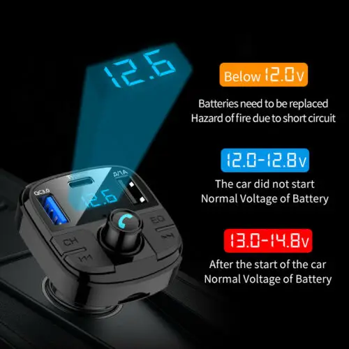 Прикуриватель Bluetooth 5,0 автомобильный fm-передатчик беспроводной радио USB Mp3 плеер Handsfree