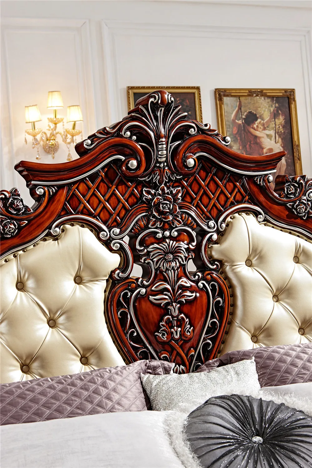 Европейский дизайн с двойной кроватью деревянная коробка кровать 0409 F102|bed