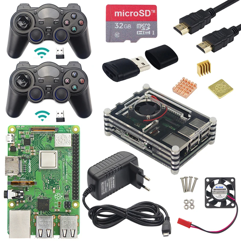 Оригинальный Raspberry Pi 3 Model B + с Wi Fi и Bluetooth игровой комплект чехол питание USB игровые