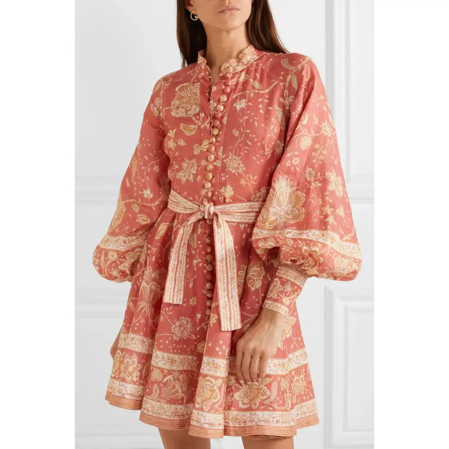 2019 дизайнерское повседневное винтажное мини платье с принтом розового и