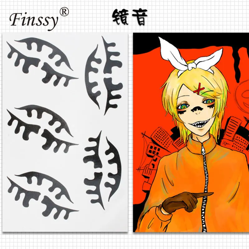 Kagamine Anime Hatsune D.VA Sasuke Luka Zombie Scar Cosplay Tattoo Trafalgar Law Nami Sticker Gaara Sasuke Fairy Tail Tattoo - Color: Kagamine