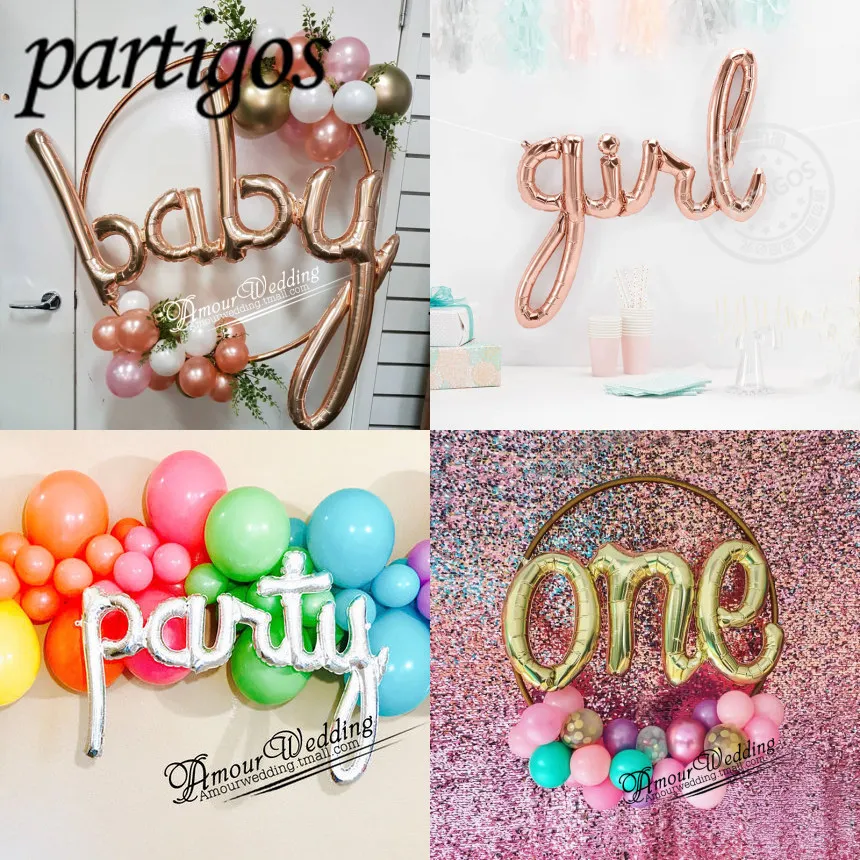 1 шт почерк воздушные шары с буквами фольгированный шар babyshower принадлежности для дня рождения украшение свадьбы розовое золото письмо
