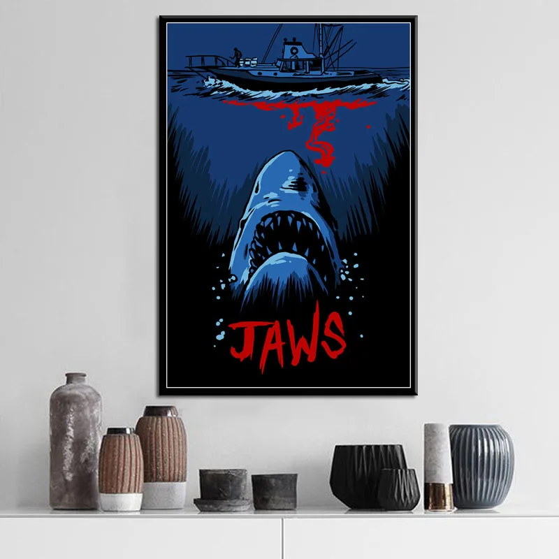 P452 челюсти классический фильм серии ужасов художественная живопись Шелковый