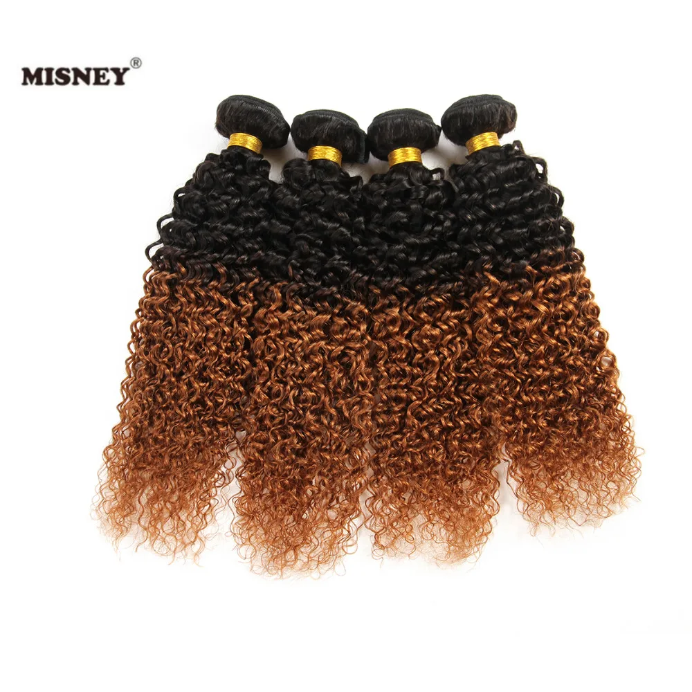 

Misney Non Remy Jerry Curl Two Tone Ombre T1B/30 Human Hair 4 Bundles Deal Brazilian Natural Hair Weave Human Hair Extension