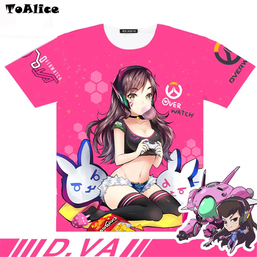 9 видов Популярный бренд Игры OW Косплэй полные Графические футболки Dva следов