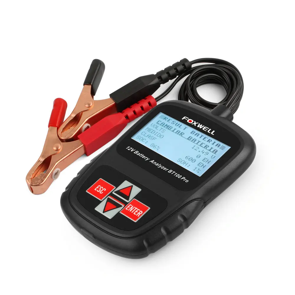 Цифровой тестер для аккумуляторов FOXWELL BT100 Pro 12V автомобильный тестер для затопленных, AGM, гелевых аккумуляторов автомобильные инструменты анализатор аккумуляторов